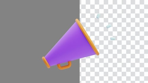 Animação 3D do design clássico de megafone | Alpha Channel