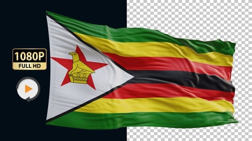 Realistic Waving Flag of Zimbabwe