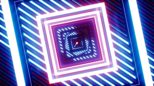 Luz de neón con rayas rojas y azules, diseño geométrico Vj Loop