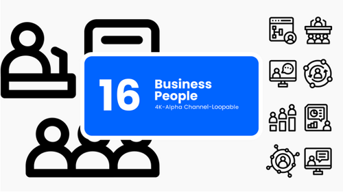 Animated Business People Icons Pack Alpha Channel