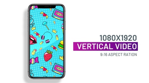 Animated Retro 90s Pop Art Pattern with Scrolling Icons