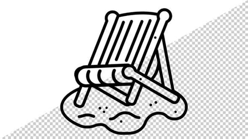 Animated Line Art Beach Chair on Sand Icon