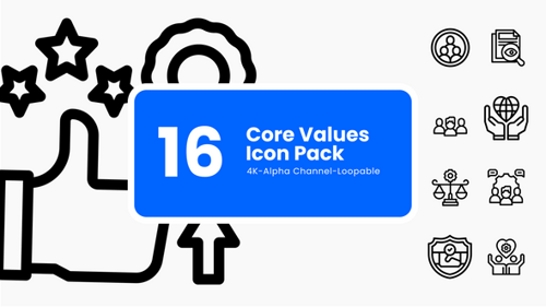 Animated Core Values Icons – Ethics & Principles Pack (16 MOV, 4K)