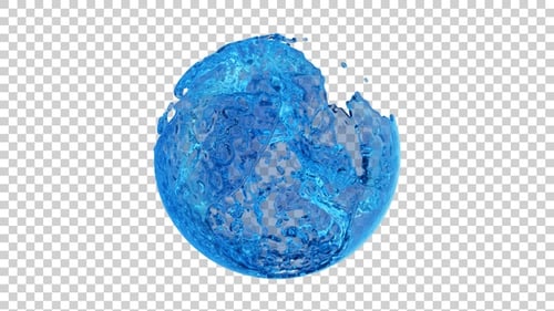 Water Sphere Forming and Dissolving Fluid Animation