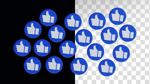 3D Animation of Multiple Thumbs up Icons. Like Concept