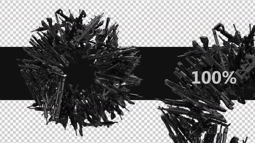 Animated 3D Weapons Forming Abstract Sphere Rotation