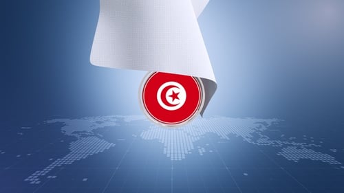 Fluid Cloth Reveal of Tunisia Flag Emblem