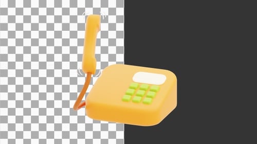 3D Animation of Modern Desk Phone | Alpha Channel