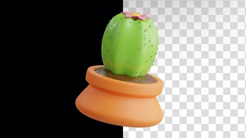 Animated 3D Cactus Plant Growth in Stylized Pot