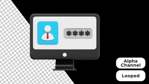 3D Animated Computer Password | Alpha Channel