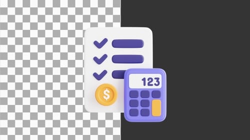 3D Animation of Budget Calculation Achieving Financial Goals with Precise Budgeting | Alpha Channel