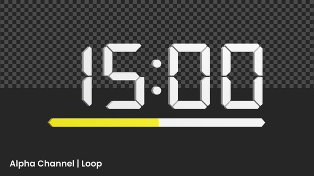 3D Countdown Timer 15 Second Animation | Alpha Loop, Infographics ...