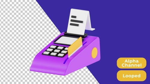 3D Animated Pos Terminal | Alpha Channel