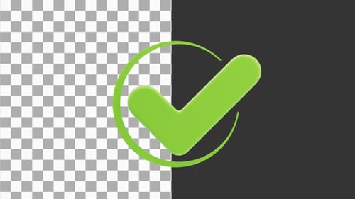 3D Animation of Green Checkmark Symbol | Alpha Channel