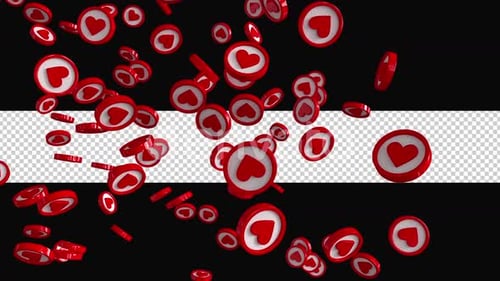 Falling Red Heart Social Media Icons Loop