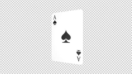 Animation rotative d'Ace of Pike jouant aux cartes de poker, sur Alpha Channel, Loop