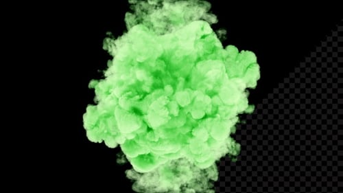 Collision Of Light Green Smoke Streaming