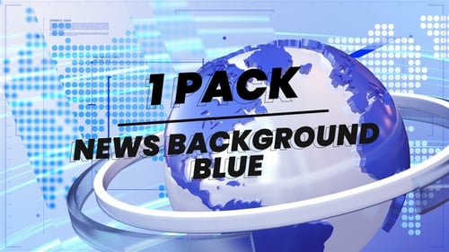 Digital News Broadcast Background with Spinning Blue Globe