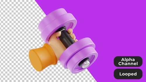 3D Animated Hand Hold Dumbbell | Alpha Channel