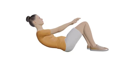 Animated 3D Woman Performing Crunches Exercise