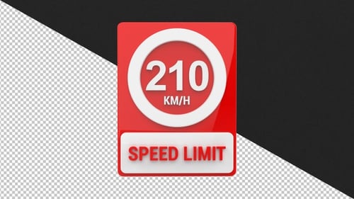 Speed sign board 210km - 4K