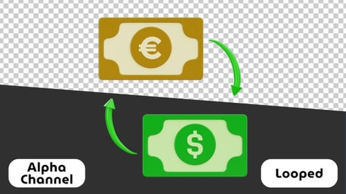 Currency Exchange 3D Animation | Alpha Channel