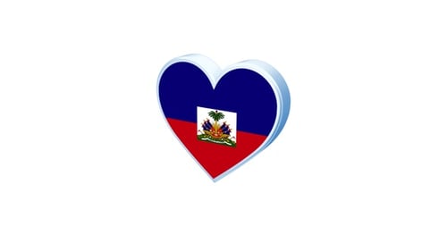 Haiti Flag in Rotating 3D Heart Animation