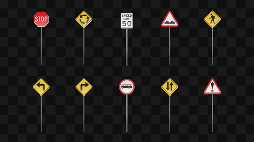 Pacote de 10 sinais de trânsito rotativos no Alpha Loop