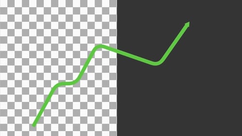 3D Animation of Green Upward Arrow Symbolizing Growth | Alpha Channel