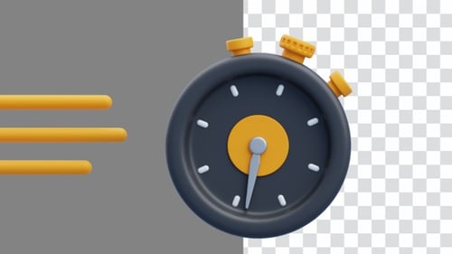 3D-Animation der Zeitgenauigkeit der Stoppuhr in jeder Sekunde | Alpha Channel