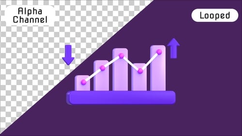 3D Purple Bar Chart Analytics Animation | Alpha Channel