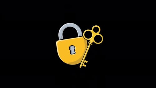 Animated Padlock and Golden Key Video - Transparent