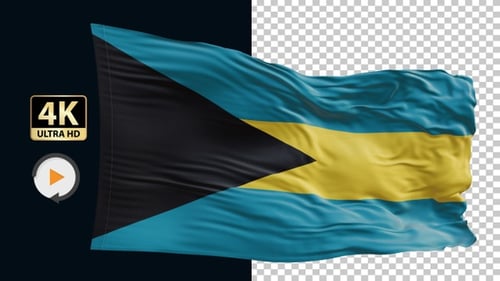 Realistic Bahamas Flag Waving Loop with Alpha Channel