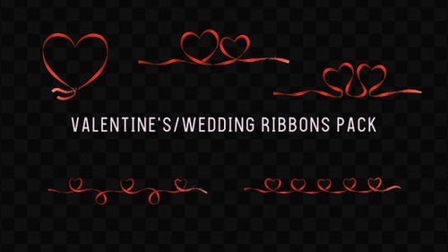 Elegant Red Ribbon Heart Drawing Animations Pack