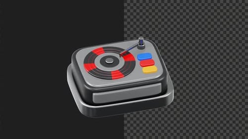 3D DJ Mixer Turntable Icon Rotation Animation
