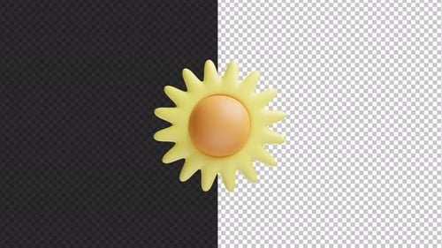 3D Modern Rotating Sun Icon Animation