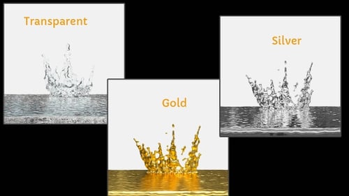 Dynamic Liquid Splash Reveal in Silver and Gold