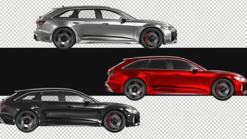 Pack Of 3 Speeding Cars Animations On Alpha Loop