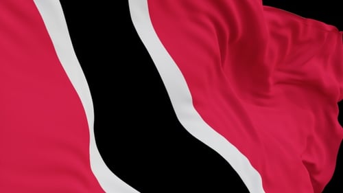 The Trinidad and Tobago with alpha channel waving in the wind in slow motion