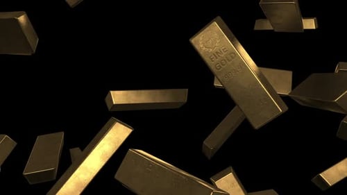 Gold Bars Falling Luxury Business Background