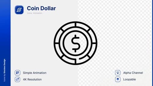 Animated Outline Dollar Coin Icon