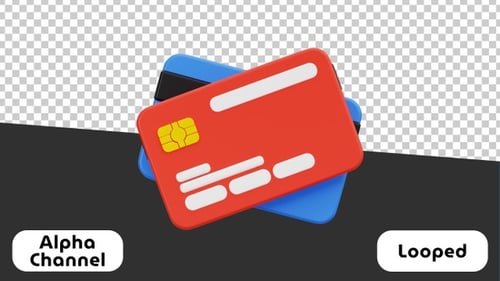 3D Animated Credit Cards for Payments | Alpha Channel