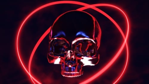 Skull in Red Neon Ring VJ Loop