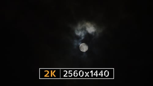 Full Moon Behind Clouds at Night
