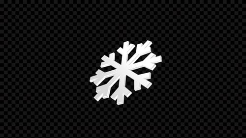 Animated 3D Snowflake Rotation Loop with Alpha Channel