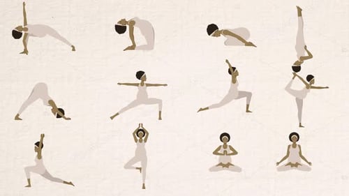 Animated Flat Design Yoga Poses for Health and Wellness
