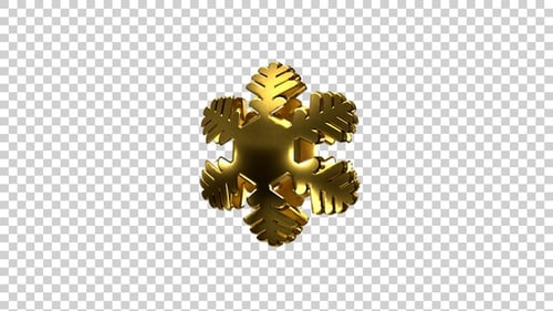 Golden 3D Snowflake Rotating Loop V11