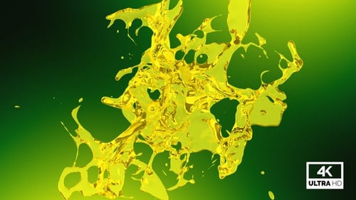 Dynamic Yellow Fluid Splash Reveal Animation with Alpha Channel