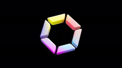 Futuristic abstract hexagon shape 3D animation with colorful gradient effect effect transparent back