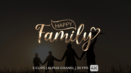 Elegant Metallic Cursive Happy Family Text Reveal